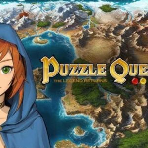 Kobieta w kapturze, w tle mapa, obok niej tytuł gry.