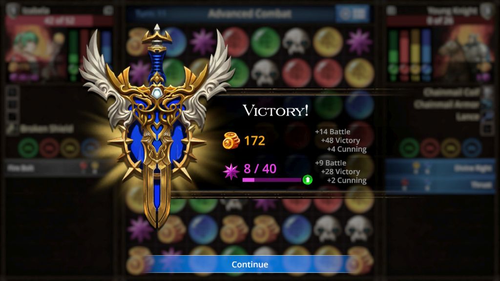 Symbol zwycięstwa pojedynku w grze. Informacje o tym, ile gracz otrzymał punktów doświadczenia.