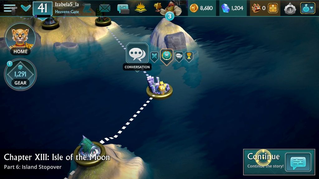 Mapa gry. Dużo wody, niewielkie wysepki, u góry interfejs gry.