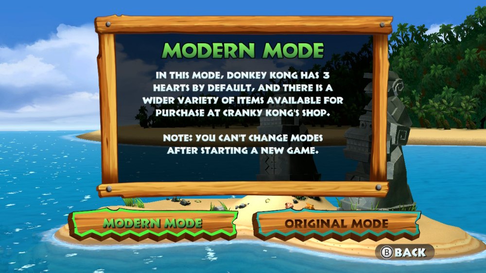 Opis trybu Modern Mode w grze Donkey Kong Country Returns HD.