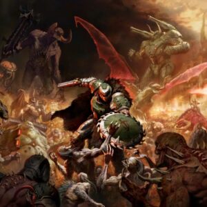 Doom: The Dark Ages. Doomguy walczący z licznymi potworami.