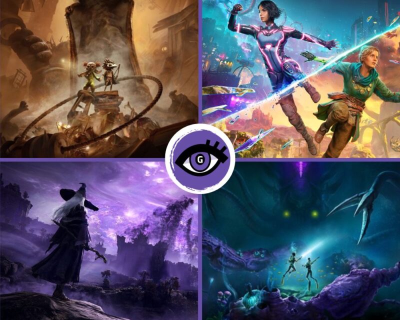 W lewym górnym rogu znajdują się postace z gry Little Nightmares 3, Low i Alone. W górnym prawym rogu natomiast znajdują się bohaterki gry Split Fiction, Mio i Zoe. Z kolei w dolnym lewym rogu jest tajemnicza postać z gry Elden Ring Nightreign. W prawym dolnym rogu znajdują się postacie z gry Subnautica 2.