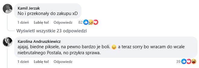 Tekst: ajajaj, biedne piksele, na pewno bardzo je boli. 🙁 a teraz sorry bo wracam do wcale niebrutalnego Postala, no przykra sprawa.