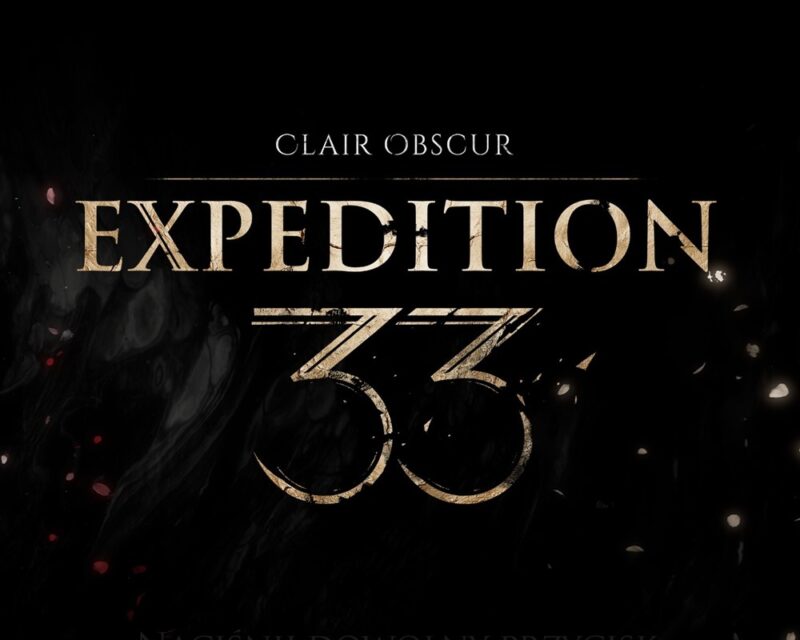 Złote logo gry na czarnym tle z tekstem "Clair Obscur: Expedition 33"