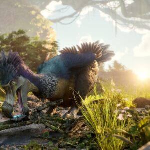 Ściągający dziobem kryształ z ludzkiego szkieletu dodo z ARK 2, która to produkcja niestety zalicza kolejne opóźnienie.