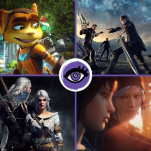 Jest to kolaż. W lewym górnym rogu znajdują się główne postacie: Ratchet i Clank; w prawym górnym rogu znajdują się główne postacie - książe Noctis, Gladio, Prompto oraz Ignis; z kolei w lewym górnym rogu znajduje się Geralt oraz Ciri; natomiast w prawym dolnym rogu są Max i Chloe.