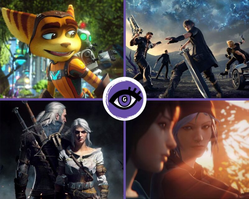 Jest to kolaż. W lewym górnym rogu znajdują się główne postacie: Ratchet i Clank; w prawym górnym rogu znajdują się główne postacie - książe Noctis, Gladio, Prompto oraz Ignis; z kolei w lewym górnym rogu znajduje się Geralt oraz Ciri; natomiast w prawym dolnym rogu są Max i Chloe.