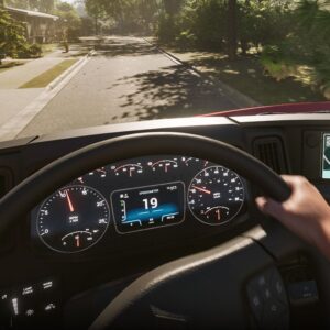 zapowiedź Road Kings, jedziemy w ciężarówce po ładnej amerykańskiej ulicy, świeci słońce
