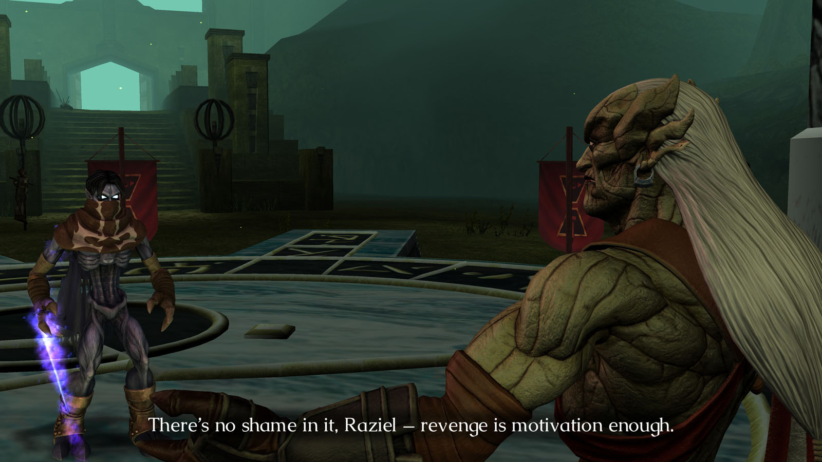 Raziel i Kain przy filarach Nosgoth