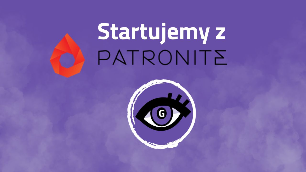 logo Patronite i Grajmerki na fioletowym tle
