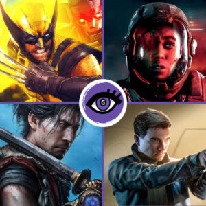Grafika przedstawia postaci z gier wymienionych w zestawieniu - Marvel's Wolverine, Onimusha Way of the sword, 007 First Light, Directive 8020