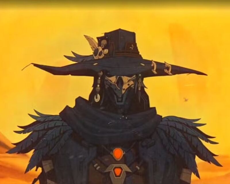 Borderlands 4 Nowy Vault Hunter C4SH Story Pack 1 mad ellie and the vault of the damned. Mężczyzna w klimacie futurystcznego westernu z mechaniczną maską i zdobionym kapeluszem