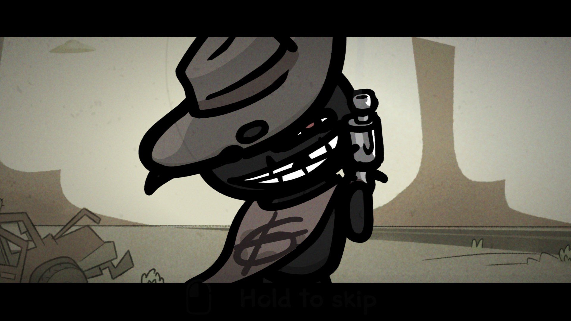 Kot w przebraniu kowboja z kapeluszem i pistoletem, z zadziornym uśmiechem