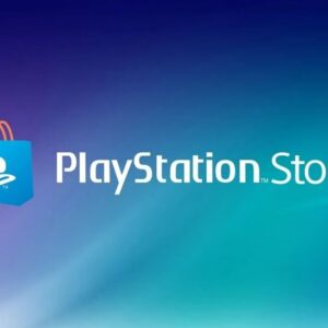 Grafika przedstawiająca logo PlayStation Store umieszczone na niebiesko-turkusowym tle z delikatnym gradientem. Po lewej stronie widoczna jest charakterystyczna ikona torby z symbolem PlayStation, a obok znajduje się biały napis „PlayStation Store”.