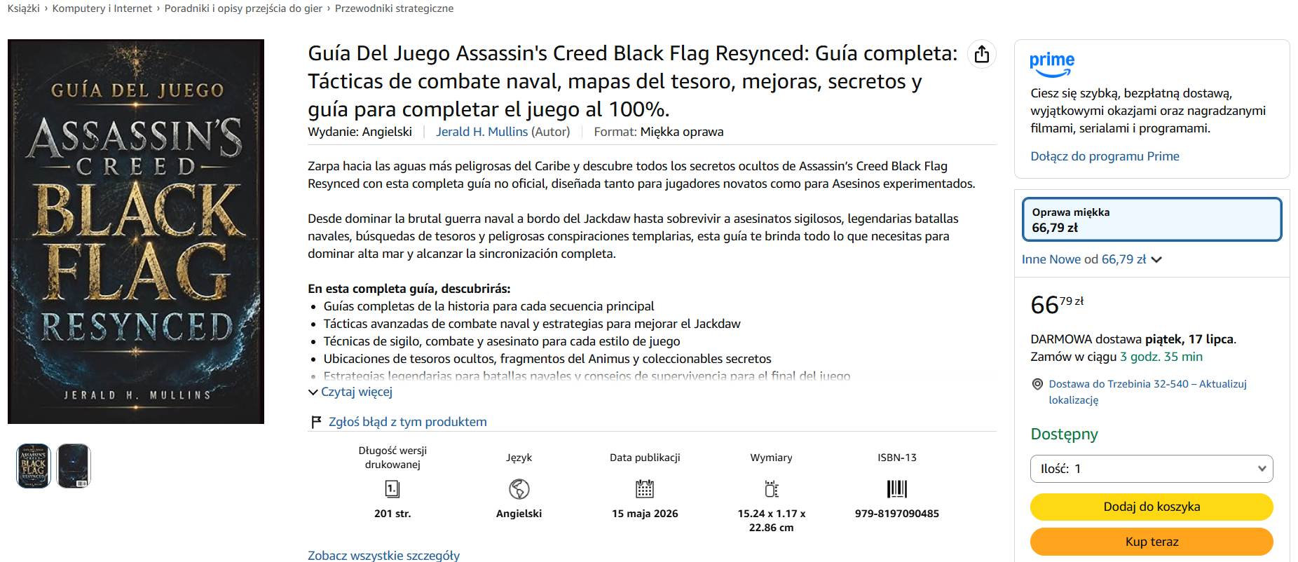 Zrzut ekranu oferty Amazon - fałszywa solucja Assassin's Creed Black Flag Resynced